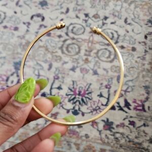 Gold Tone Open Cuff Bracelet Minimalist Classic Adjustable